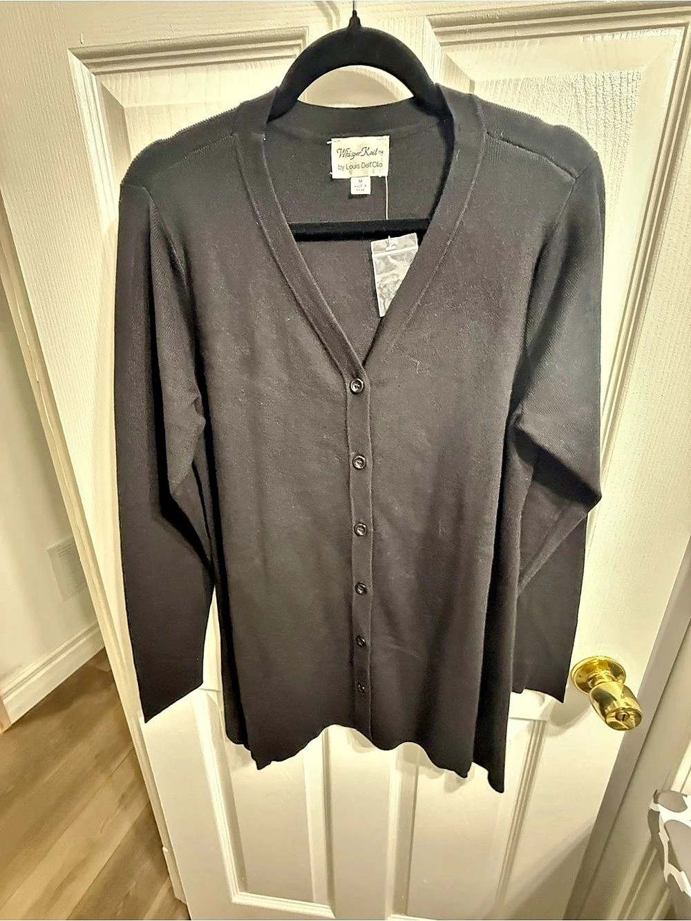 Whisper Knit by Louis Dell'Olio Black Button-Front Cardigan Size Medium Like New